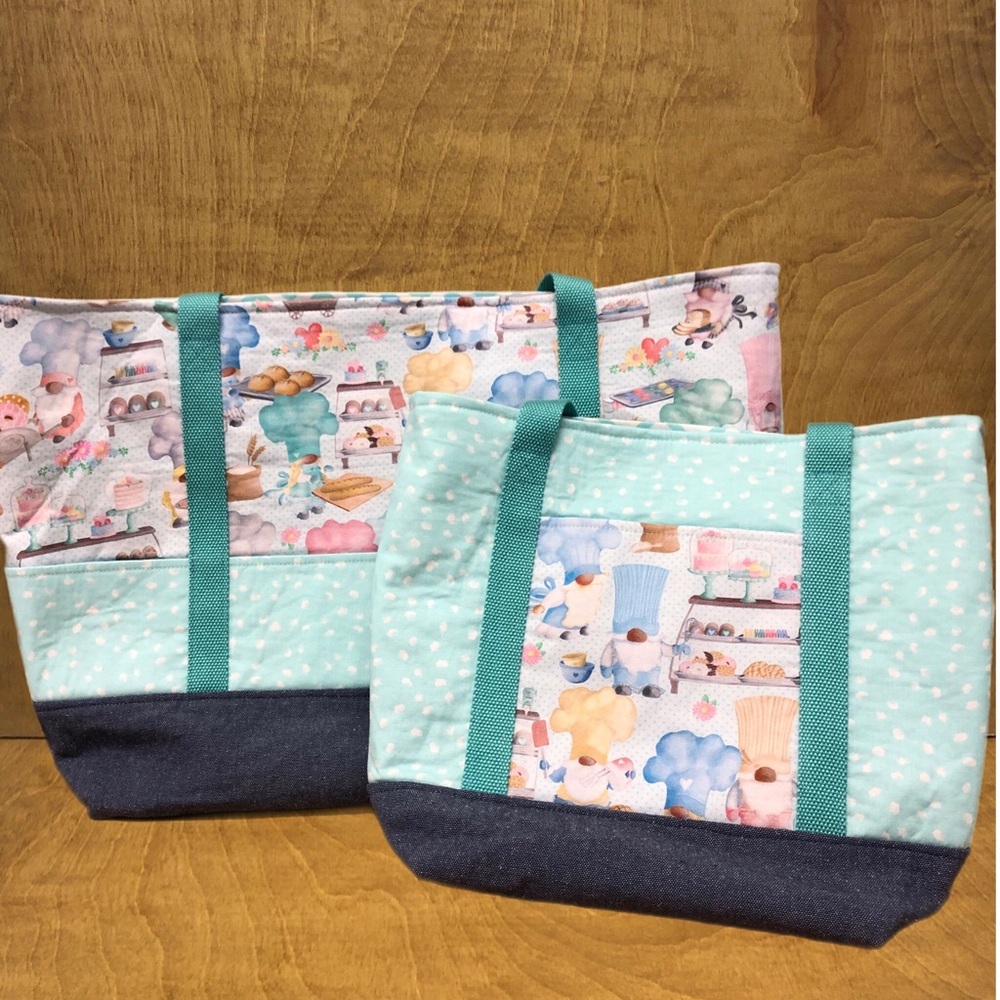 LG Chef Gnome Tote Bag Pockets Handmade Cotton Canvas Reusable Patisserie Gift